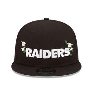 NEW ERA Las Vegas Raiders Flower Wordmark 9FIFTY baseball cap in black with white flower embroidery and Raiders logo - For man