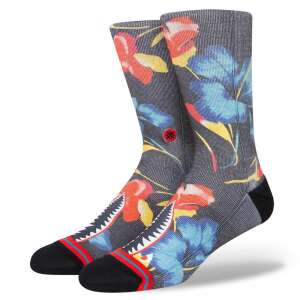 STANCE SEYMOUR socks, black with blue, red, and yellow floral print - For man