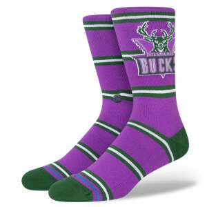 STANCE CLASSICS BUCKS purple and green striped socks with Milwaukee Bucks logo - For man