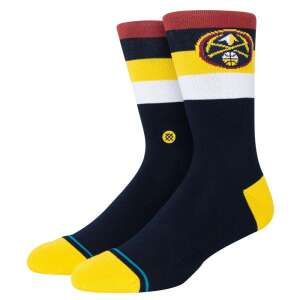 STANCE NUGGETS ST CREW socks, black with yellow and red stripes, basketball logo - For man