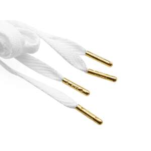 CREP PROTECT Pre-Treated Flat White Shoelaces with Gold Tips - Dressing Accessory
