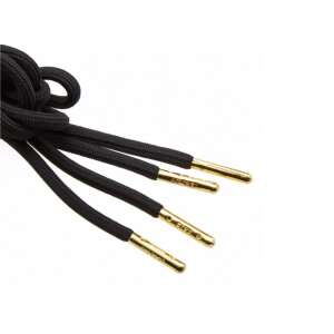 CREP PROTECT Pre-Treated Round Black Shoe Laces with Gold Tips - Dressing Accessory