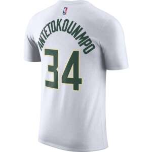 Nike NBA Giannis Antetokounmpo Milwaukee Bucks Essentials Tee Weiß L T-Shirt, mit dem Namen und der Nummer des Spielers auf der Rückseite - Herrenbekleidung