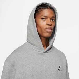 Jordan Essentials Fleece Pullover Hoodie in Grey, featuring a Jumpman logo - Men's Sweater