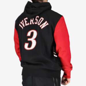 Mitchell & Ness Philadelphia 76ers Allen Iverson #3 Mens Name & Number Pullover Hoodie in Black/Red - Men's Sweater