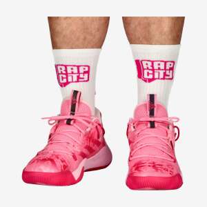 Rapcity x Pink October socks, white unisex socks, size 36-37, worn with pink basketball shoes - Fashion & Clothing