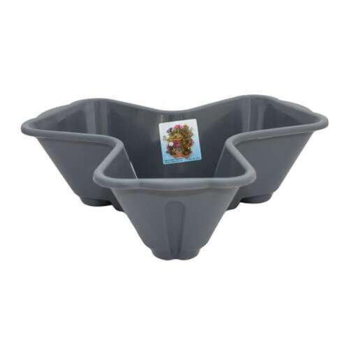 Trio kaspó, szürke, három növényhez, egymásra helyezhető, dekoratív, kert