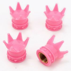 KING Rózsaszín Korona Szelepsapkák autóhoz, kerékpárhoz, motorhoz - 4 darabos készlet - Autó szelepsapka