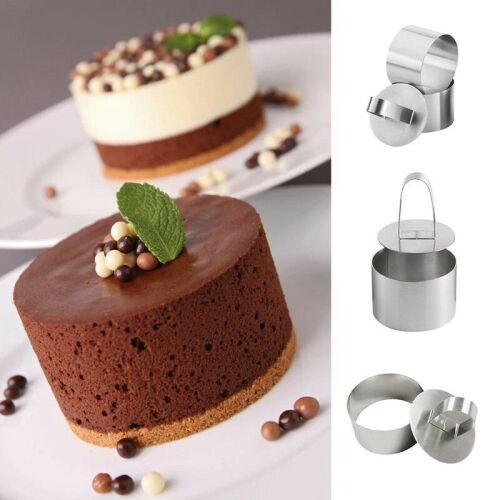 4 db Rozsdamentes Acél Mousse Tortaforma - Szív, Négyzet, Kör