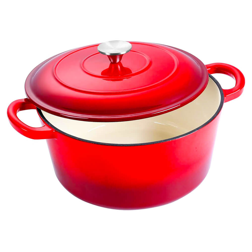 Timeless Tools Enameled Cast Iron Pot with Lid 4L, Red