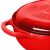 Close-up of Timeless Tools Red Cast Iron Dutch Oven Handle and Lid