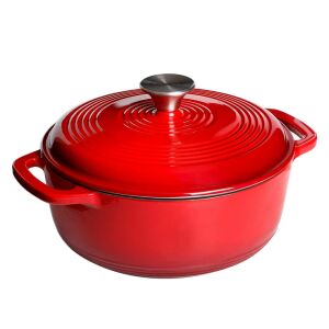 Timeless Tools Red Enameled Cast Iron Dutch Oven with Lid - Cast Iron Cookware