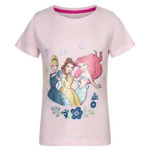 Pink Disney Princesses short sleeve t-shirt for girls featuring Cinderella, Belle, and Ariel with glitter print - Kids' T-Shirt