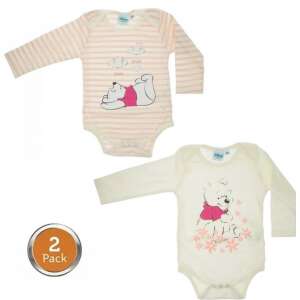 2 pack Disney Winnie the Pooh baby bodysuits, long sleeve, pink and white striped, Winnie the Pooh print - Bodysuit