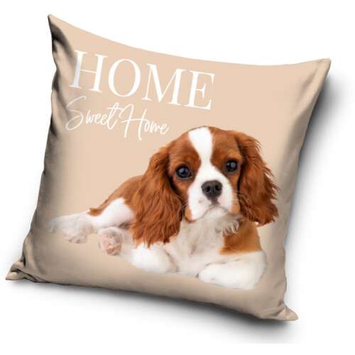 Home Sweet Home dog pillow cover, 40x40 cm, beige, with a cute dog design