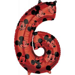Red Mickey Mouse number 6 foil balloon - Balloon
