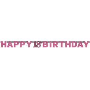 Pink Happy 18th Birthday Banner - Party Decoration