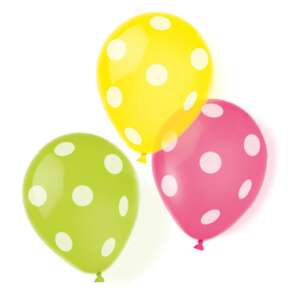 6er Pack Polka Dot Luftballons, 9 Zoll, gelb, grün, rosa - Luftballons