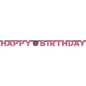 Pink Happy Birthday Banner with Star - Party Decoration