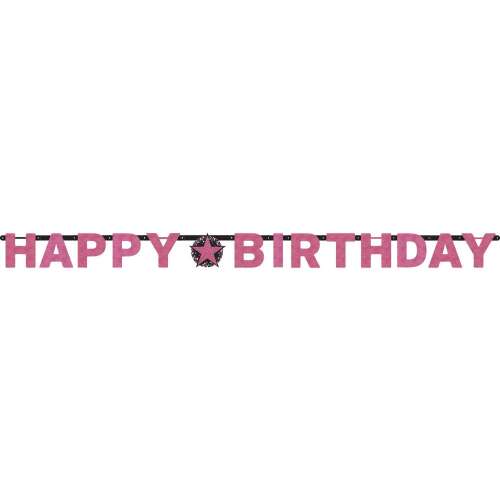 Pink Happy Birthday Banner with Star
