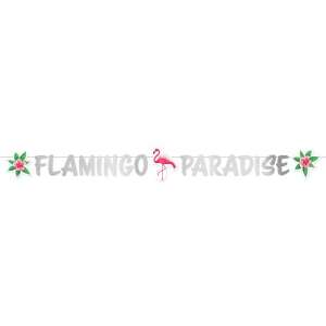 Flamingo Paradise papierová girlanda, 135 cm dlhá, ružový flamingo a kvety, dekorácia na párty - Párty dekorácie