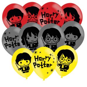 Harry Potter Balloons - 6 pack of 11 inch latex balloons featuring Harry Potter characters in red, grey and yellow - Balloon