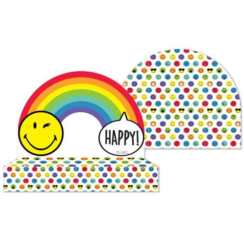 Emoji Wink Party Invitations, 8 pack, with rainbow and smiley face design