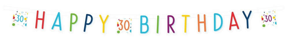 Konfettis Happy Birthday 30 banner 180 cm