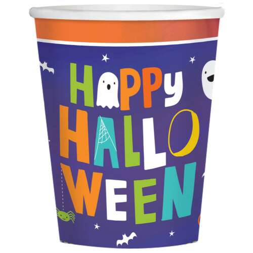 Halloween Friends 8 pack 250ml paper cups with Happy Halloween design