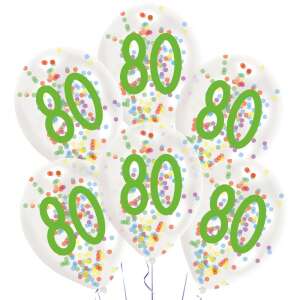 Alles Gute zum 80. Geburtstag Konfetti-Ballons, 6er-Pack, 11 Zoll - Luftballons