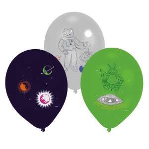 Set mit 6 latex Ballons zum Thema Weltraum, mit Astronaut, Planeten und UFO - Luftballons