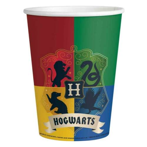 Harry Potter Puchary papierowe z herbem Hogwartu, 8 szt., 250 ml