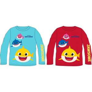 Baby Shark long sleeve t-shirt for kids, featuring a blue, pink and yellow shark design. Sizes 2-6 years. - Fashion & Clothing