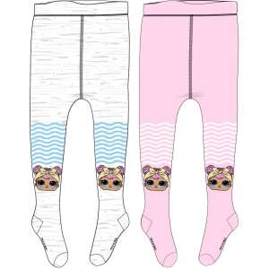 LOL Surprise girls tights, white and pink with blue and pink stripes, featuring LOL Surprise doll characters - Kids' Tight