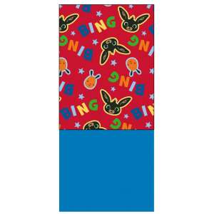Szalik dziecięcy Bing, snood z czerwonym tłem i kolorowymi postaciami Binga - Bing Szalik dziecięcy