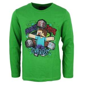 Minecraft Kids Green Long Sleeve T-Shirt with Steve Character - Minecraft