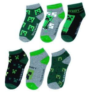 Minecraft Kids Socks 3 Pack, featuring Creeper and Minecraft logo designs, sizes 23-38 - Minecraft
