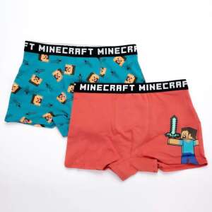 2er Pack Minecraft Jungen Boxer Shorts, mit einem blauen Minecraft Charakterdruck und einem roten Minecraft Charakterdruck - Minecraft