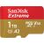 Közelkép a SanDisk Extreme 1TB microSDXC memóriakártyáról