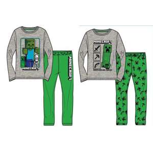 Minecraft Create Kids Long Pajamas 8-12 Years, Grey and Green, featuring Minecraft characters - Minecraft