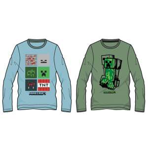 Tricou Minecraft Blockbuster pentru copii cu mânecă lungă, pachet de 2, Albastru și Verde - Minecraft