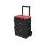 Keter Stack & Roll gurulós szerszámos láda, fekete piros betétekkel, kerekekkel, egymásra rakva