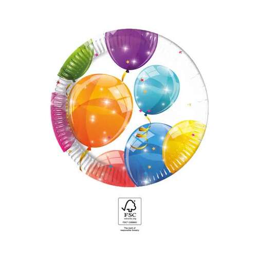 Lufis Sparkling Balloons paper plates, 8 pack, 20 cm, FSC certified