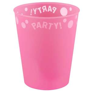 Pink plastic party cup, 250 ml, microwave safe - Glass