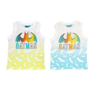 Batman fiúknak ujjatlan póló, 3-8 éveseknek, fehér sárga és kék denevér mintával - Batman