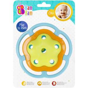 Bam Bam baba csörgő, virág alakú, kék, narancs, sárga, 0 hónapos kortól - BamBam