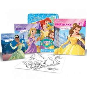 Disney Hercegnők fémdoboz (benne: 2 foglalkoztató 1 színező 4 filctoll matricák és egy poszter) 45491953 "hercegnők"  Foglalkoztató füzetek, matricás