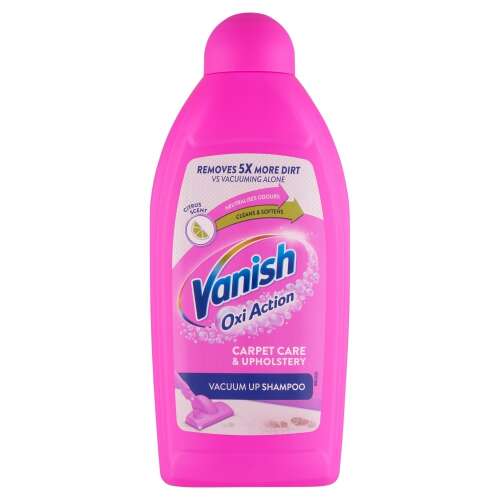 Vanish Oxi Action szőnyeg- és kárpittisztító sampon, 500ml-es flakon, 5-ször több koszt távolít el, mint a porszívózás, tisztít és lágyít, citrus illat
