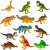 Set of 12 dinosaur figures, perfect for imaginative play and learning about prehistoric creatures.