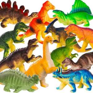 Set mit 12 verschiedenen Dinosaurierfiguren, perfekt für fantasievolles Spielen und das Lernen über prähistorische Kreaturen. - Kruzzel